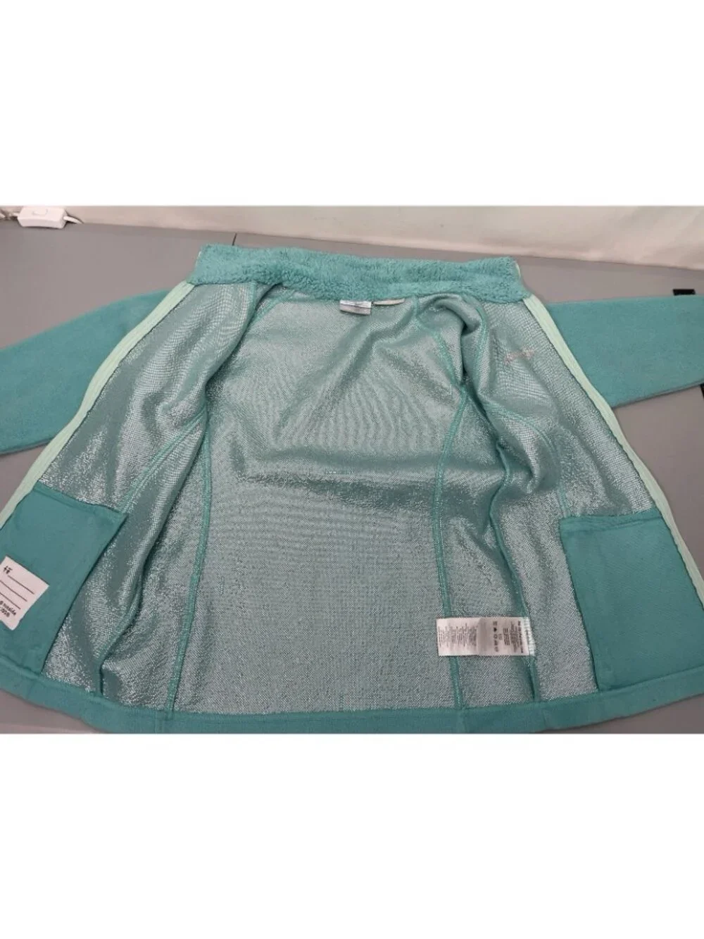 Columbia Fleece Jacket Omni Heat Full Zip Pockets Blue Girls Kids Youth M